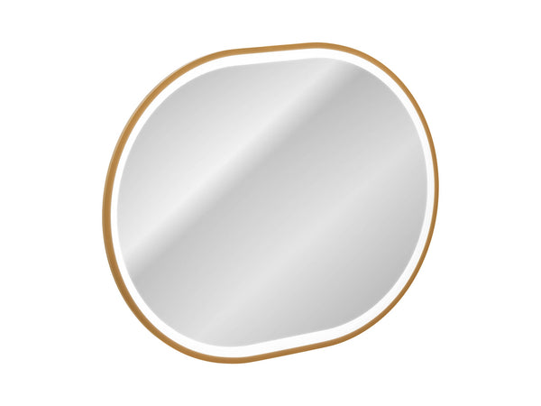 Badspiegel mit LED-Beleuchtung Apollon II 70 × 90 cm – mit Rahmen, Rahmen Gold