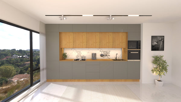 Nexa Küchenzeile KÜ-LN-005 – Beige & Woodline