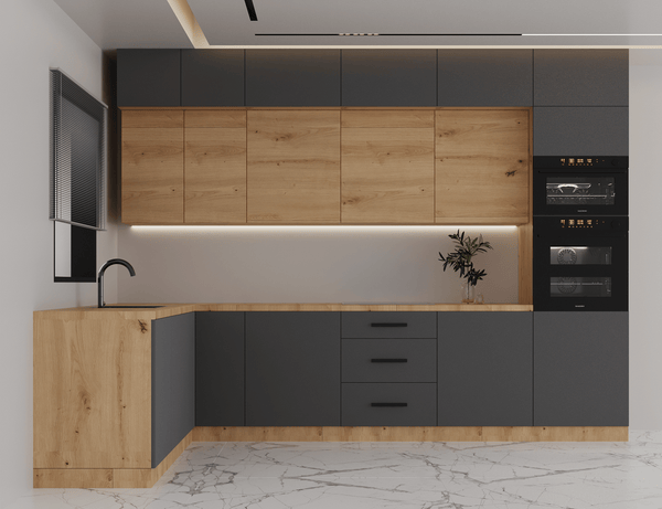 Winkelküche K105-G330 - Langen Grau Artisan - Praktisch durchdacht für Ihr Zuhause - ROYAL24_MARKT