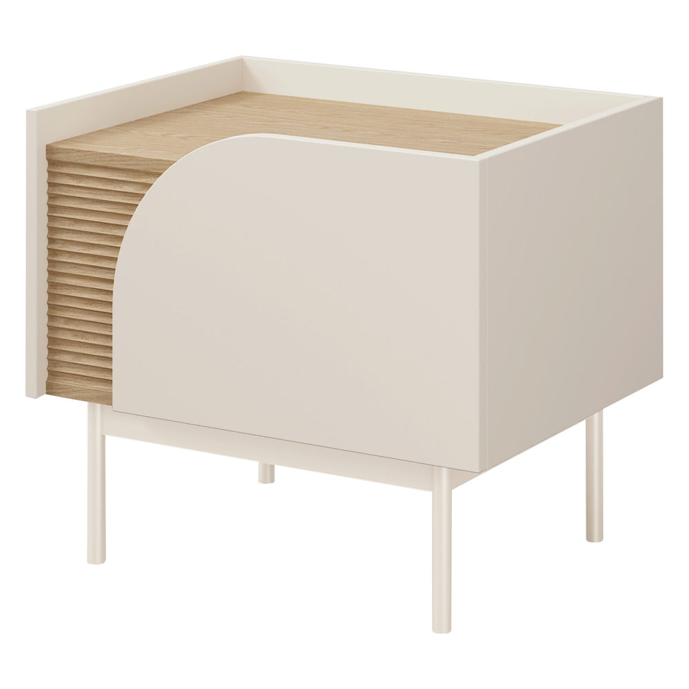 Carmen Nachttisch 57 cm mit 1 Tür – Macadamia / Frühlingseiche