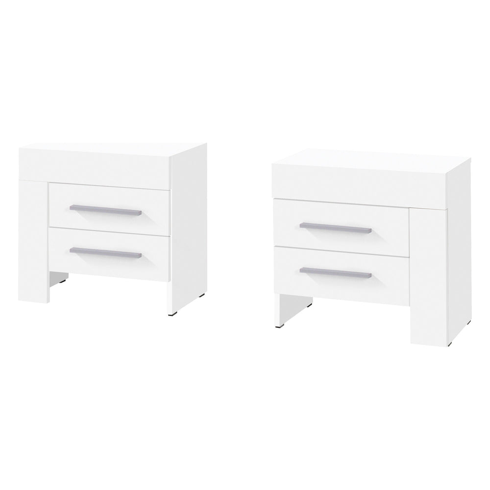 Cezar Nachttisch 50 cm mit 2 Schubladen – Weiß