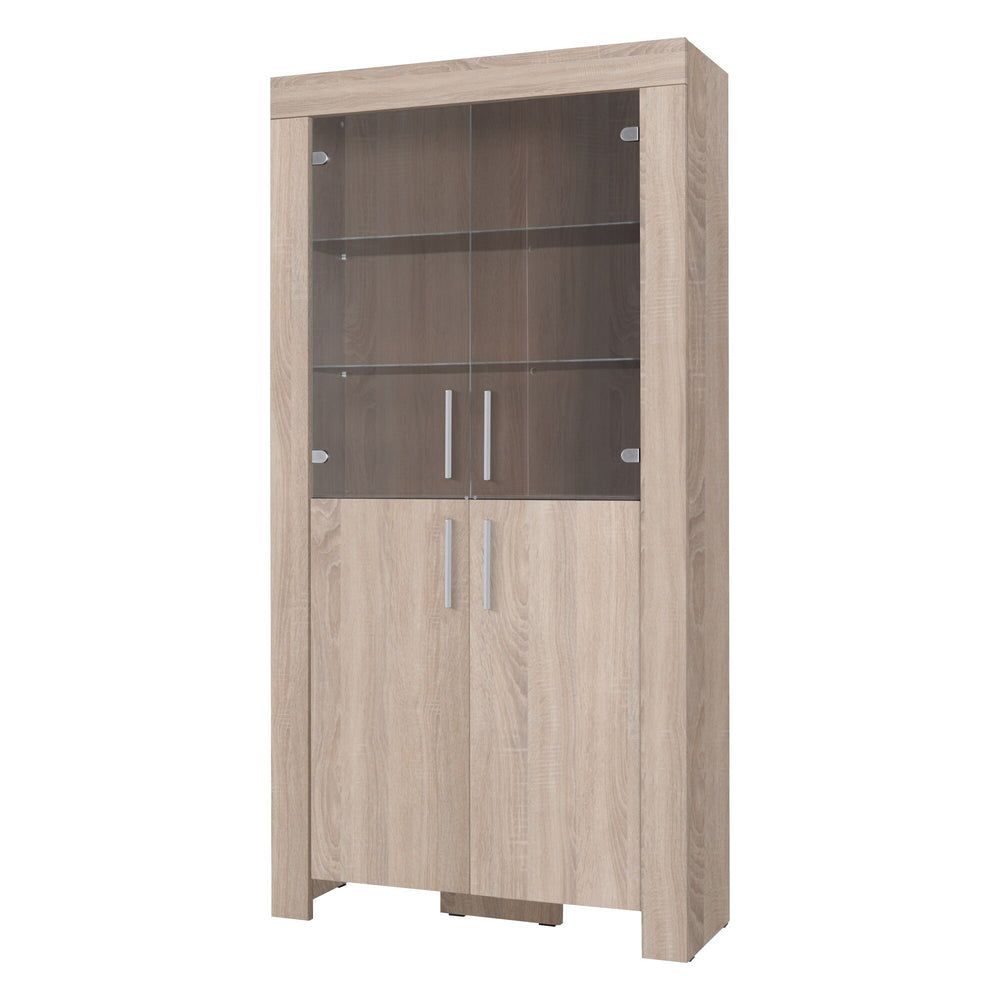 Cezar Vitrine 100 cm mit 2 Glastüren und 2 Türen – Sonoma Eiche