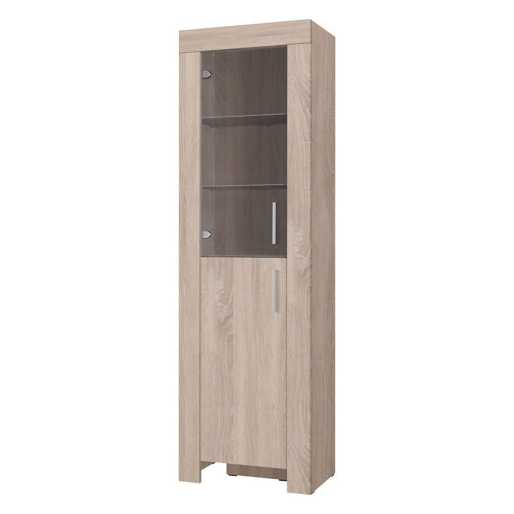 Cezar Vitrine schmal 60 cm mit Glastür, Anschlag links – Sonoma Eiche