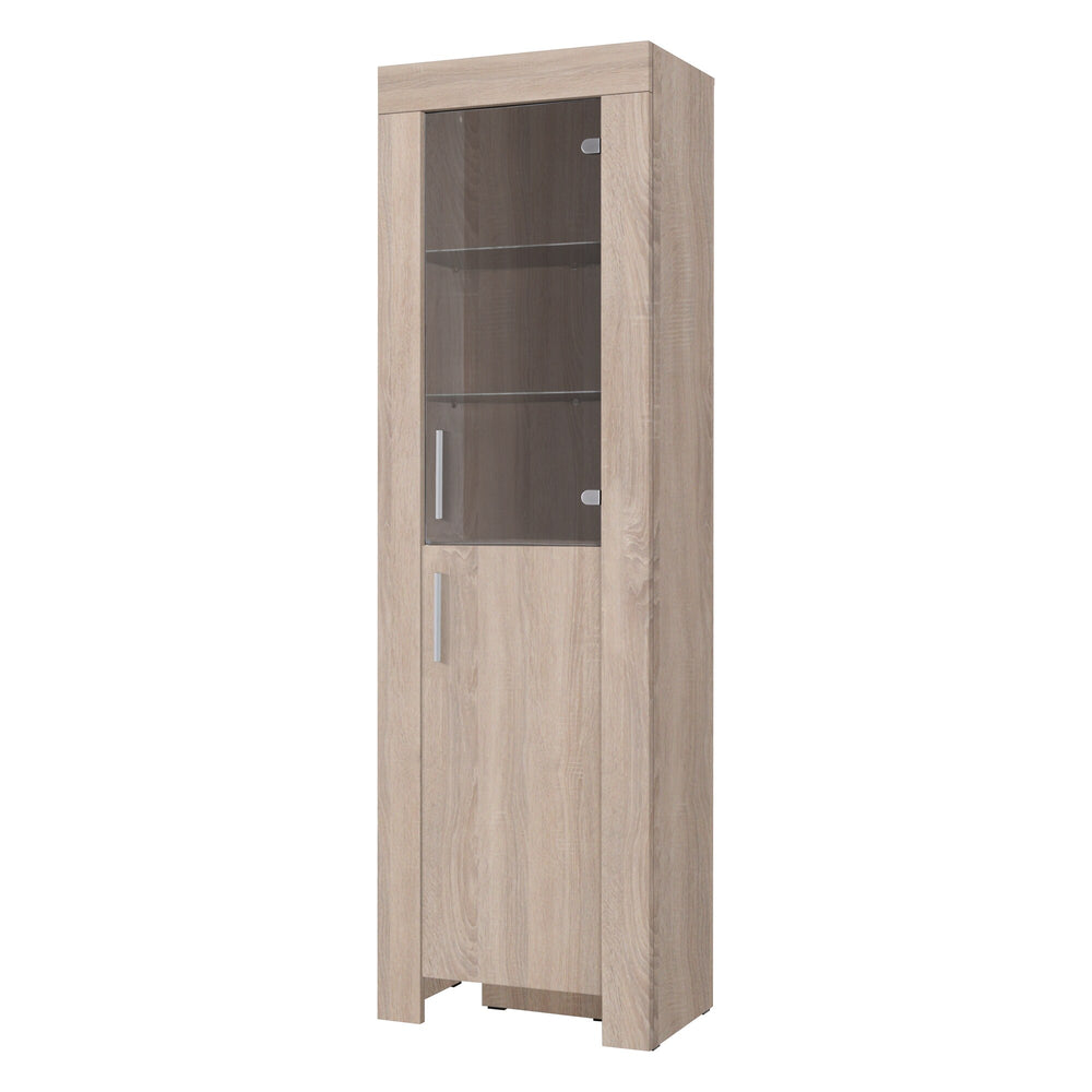 Cezar Vitrine schmal 60 cm mit Glastür, Anschlag rechts – Sonoma Eiche