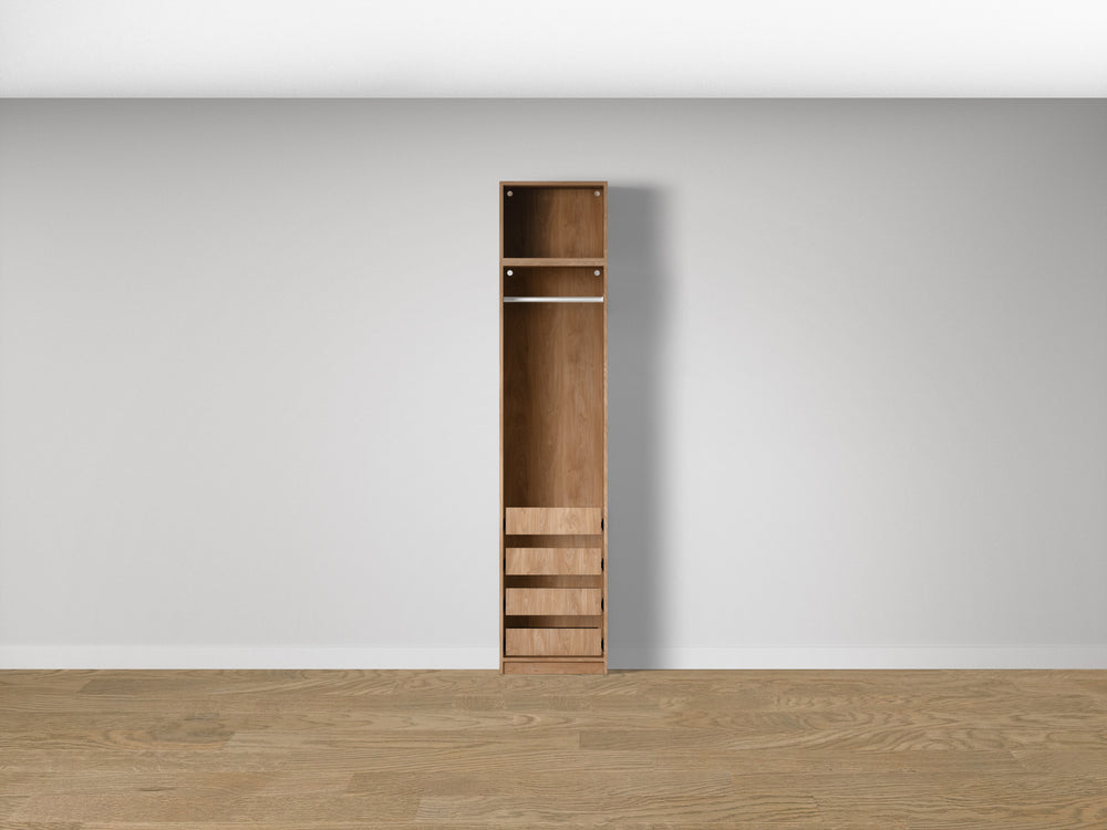 Combo Kleiderschrank-Set 05 – Korpus S1D mit Kleiderstange und 4 Schubladen