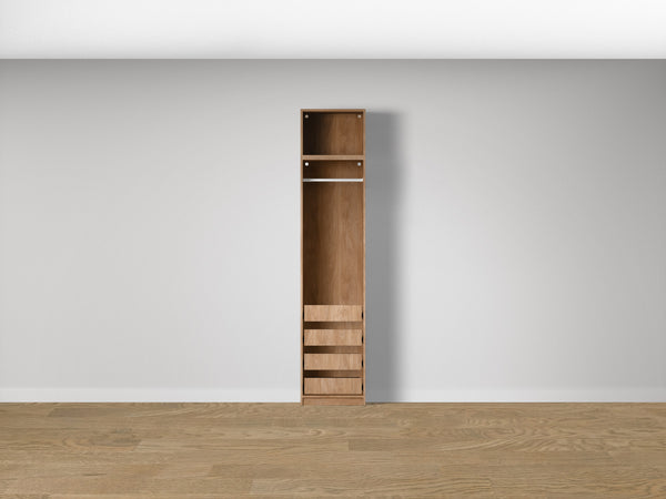 Combo Kleiderschrank-Set 05 – Korpus S1D mit Kleiderstange und 4 Schubladen
