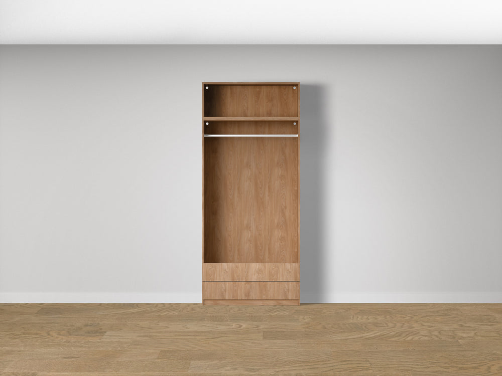Combo Kleiderschrank-Set 10 – Korpus S2D mit Kleiderstange und 2 Schubladen