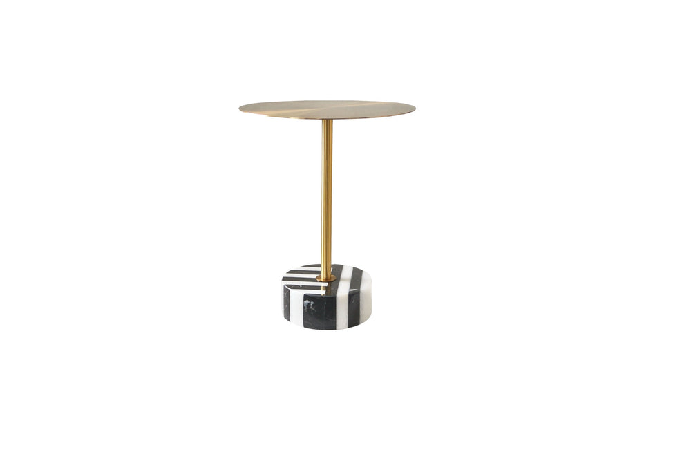 Couchtisch Hillora Black and white base, Gold leg and tabletop 35 cm