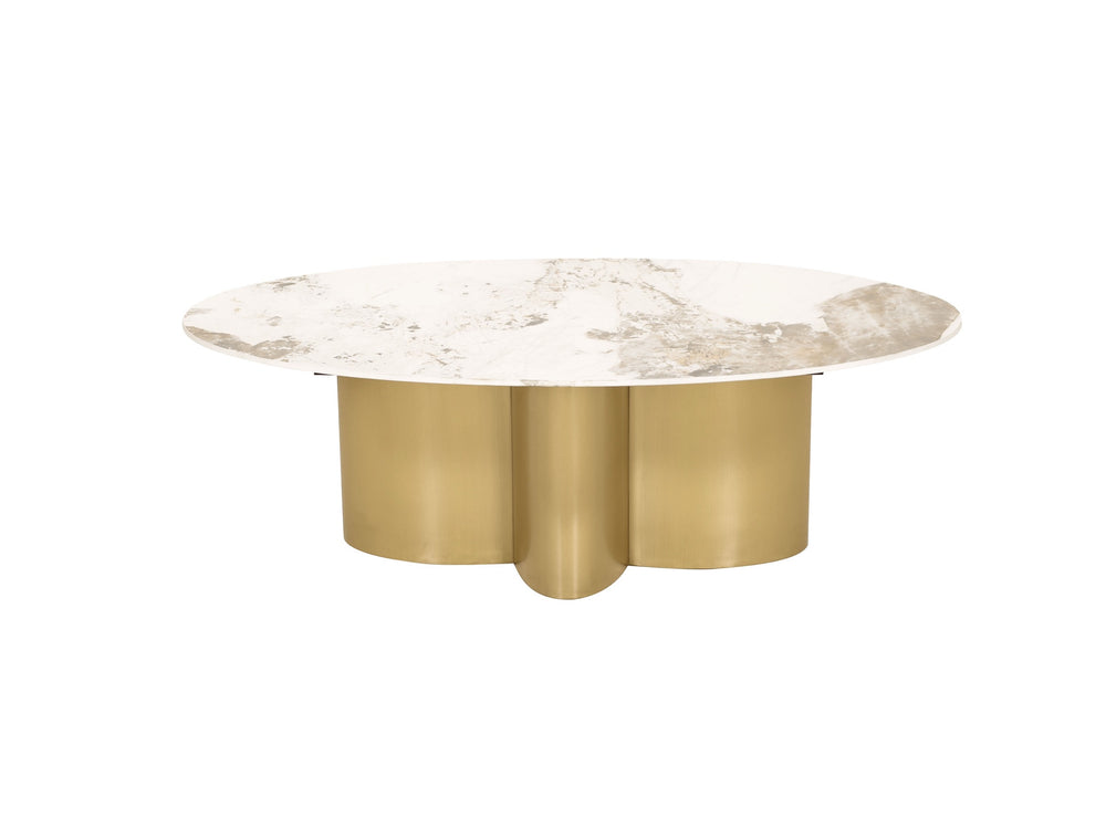 Couchtisch Hillora Golden legs, White worktop 130 cm
