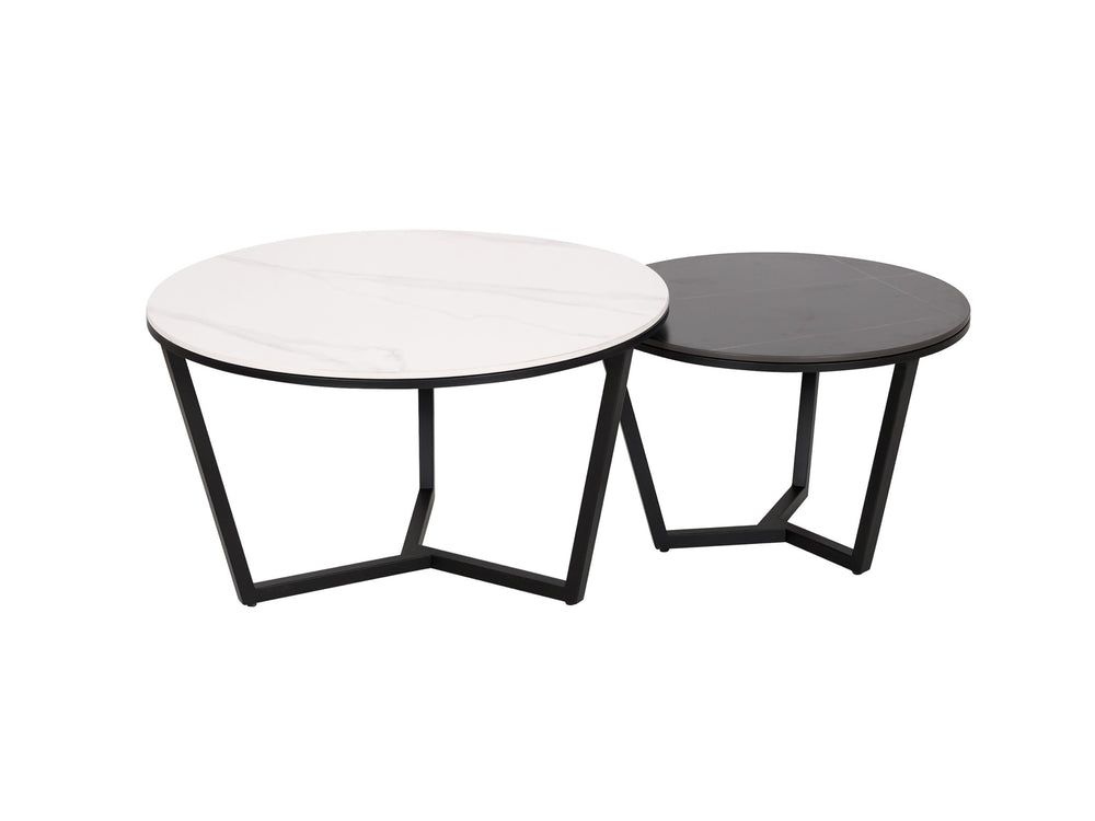 Couchtisch-Set Hillora White and black worktop, Black legs