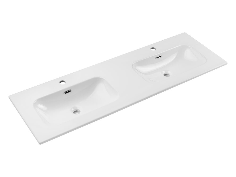 Doppel-Möbelwaschbecken Flavia 141 × 46 cm – Weiß, glänzend, eckig