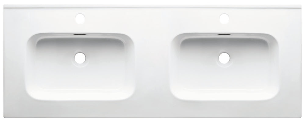 Doppel-Möbelwaschbecken Gora 121 × 46 cm – Weiß, glänzend, eckig