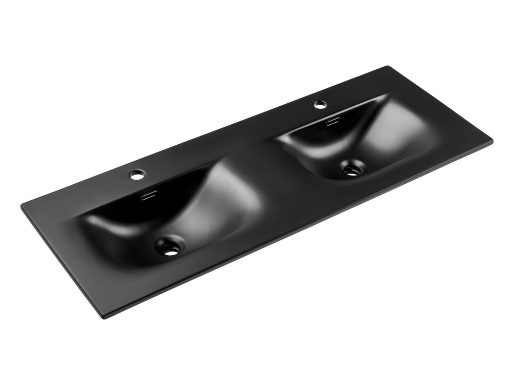 Doppel-Möbelwaschbecken Skyla I 121 × 46 cm – Schwarz, matt, eckig