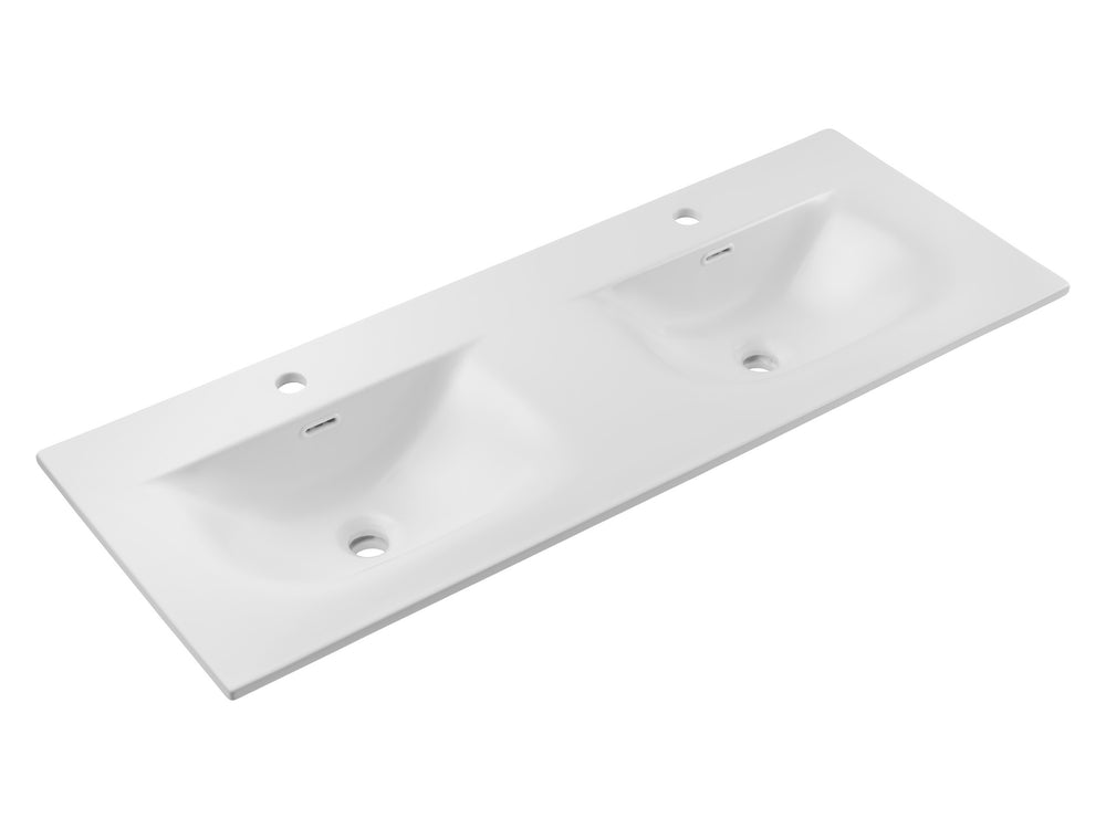 Doppel-Möbelwaschbecken Skyla I 121 × 46 cm – Weiß, matt, eckig