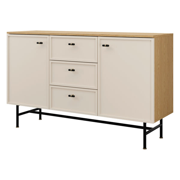 Elora Kommode 135 cm mit 2 Türen und 3 Schubladen – Frühlingseiche / Macadamia