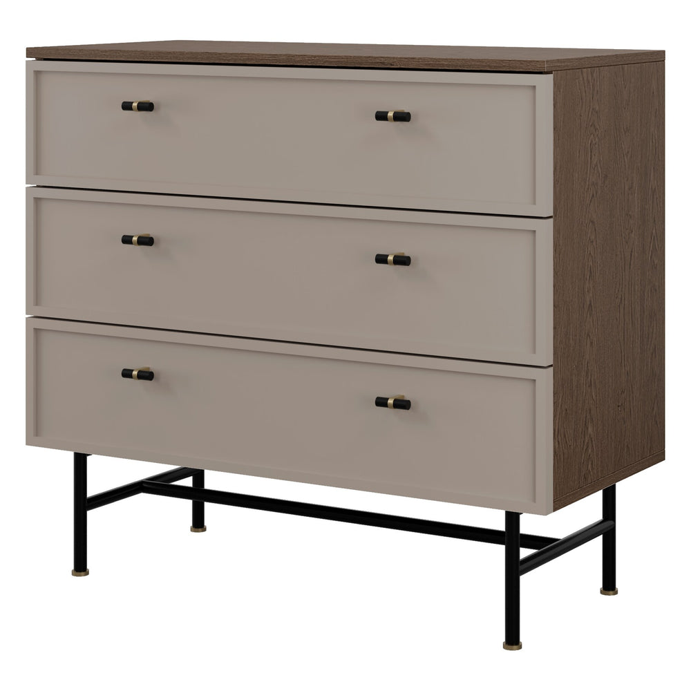 Elora Kommode 90 cm mit 3 Schubladen – Baltic Storm / Toffee