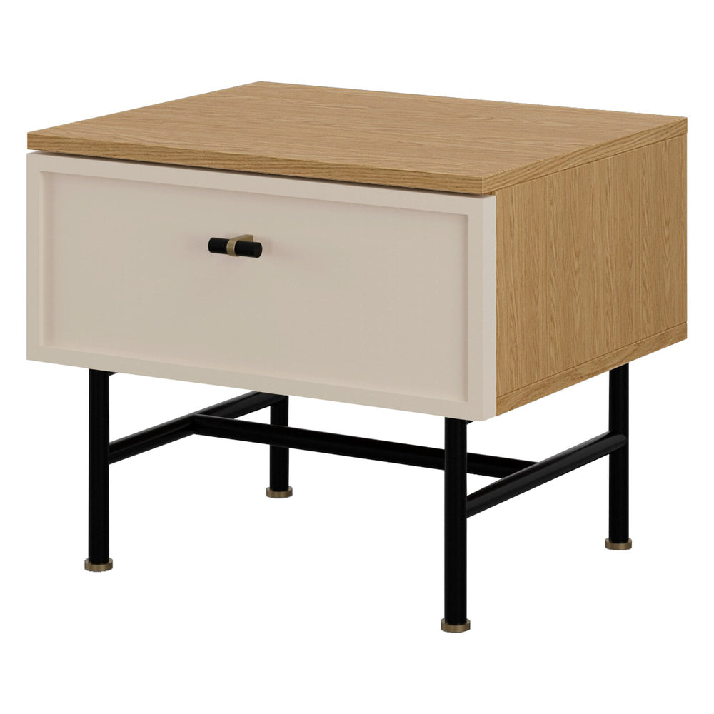 Elora Nachttisch 50 cm mit 1 Schublade – Frühlingseiche / Macadamia