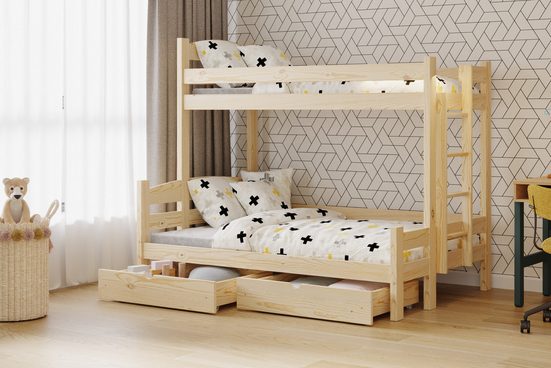 Etagenbett links 207 cm – Ökologisch lackiertes Hochbett für Kinder.