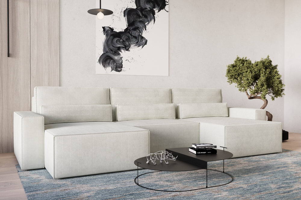 Ecksofa – Brazil U – Cord-Schlafsofa in U-Form mit Bettkasten & HR-Schaum