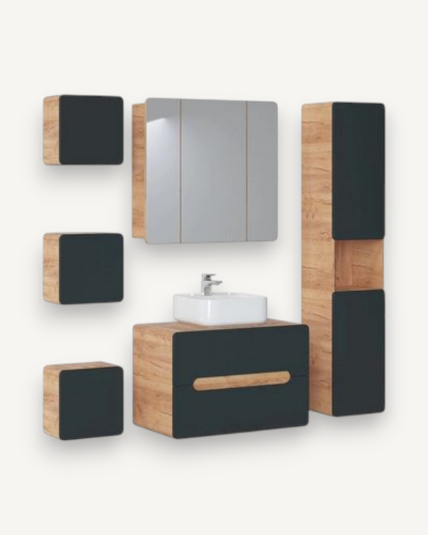 Badmöbel-Set - Ideal für moderne Badezimmer, (Komplett Set, 6-St., Premium - Aruba Cosmos I), Premium Materialien - Elegantes Design - Exzellent - ROYAL24_MARKT