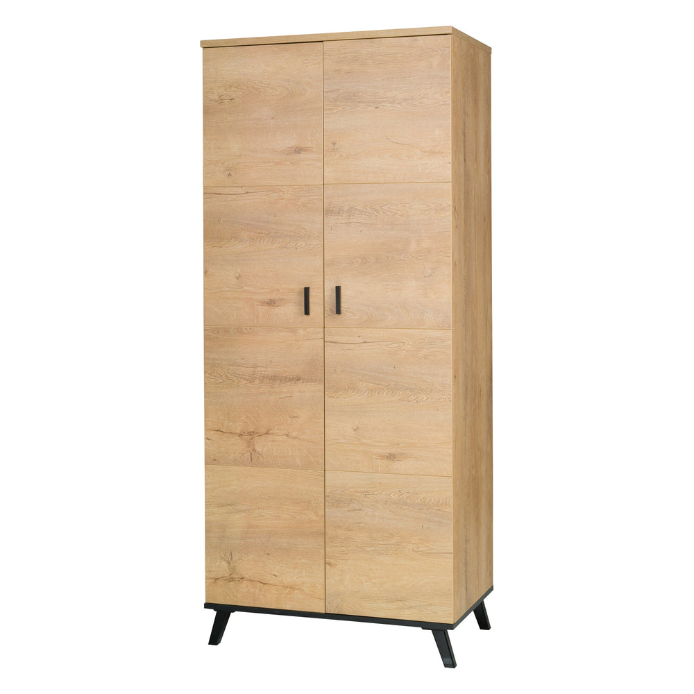 John Kleiderschrank 81 cm mit 2 Türen – Eiche Lefkas / Schwarz