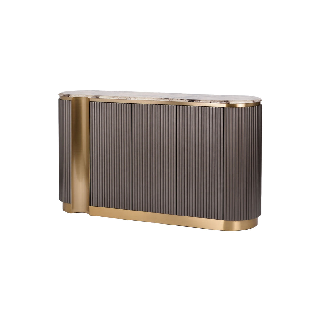 Kommode Hillora Dark graphite, Multicoloured marble worktop, Golden lower wreath and accents 158 × 88 × 40 cm mit 3 Türen