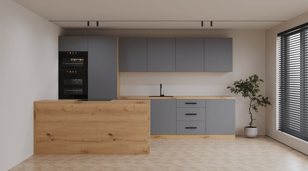 Inselküche Nexa Beige – 360 cm + Insel 180 cm – K104-G360