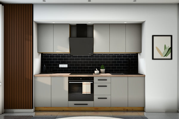 Küchenzeile Nexa Beige – 260 cm – mit Herdumbauschrank – K97-G260