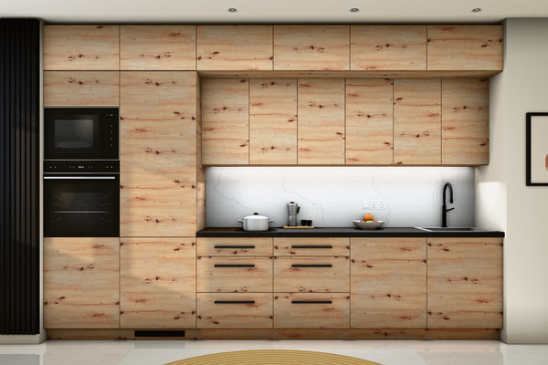 Küchenzeile Nexa Woodline – 360 cm – mit Aufsatzschränken und 2 Hochschränken – K72-G360 L