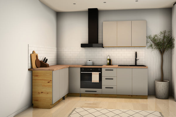 L-Küche Nexa Beige – 270 × 170 cm – mit Herdumbauschrank – K99-G270