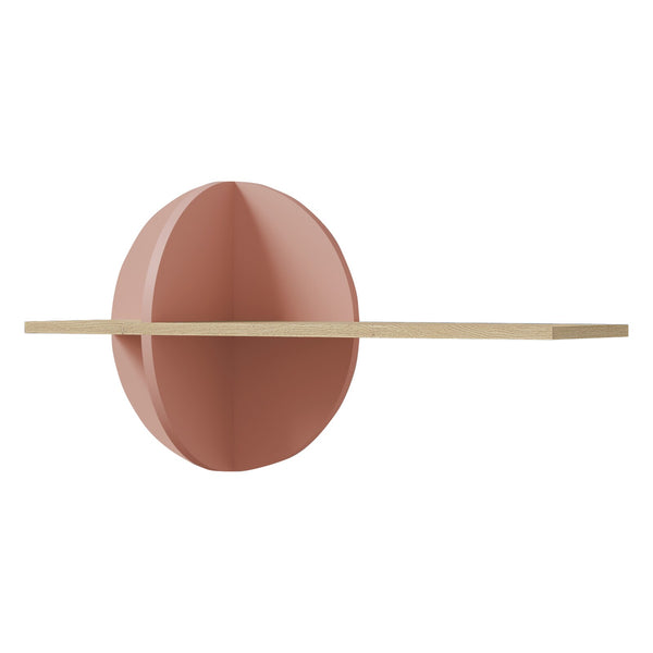 Lexi Wandregal 80 cm mit runder Zierscheibe – Cremona Eiche / Macadamia / Puderrosa