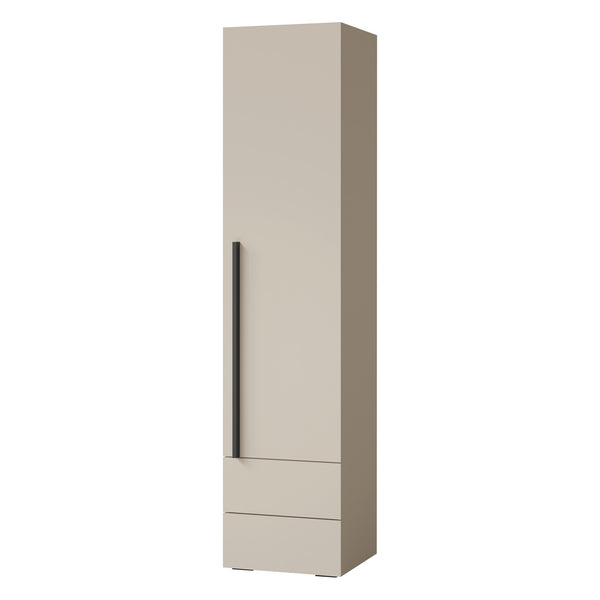 Lorin Hochschrank schmal 45 cm mit 1 Tür und 2 Schubladen – Kaschmir