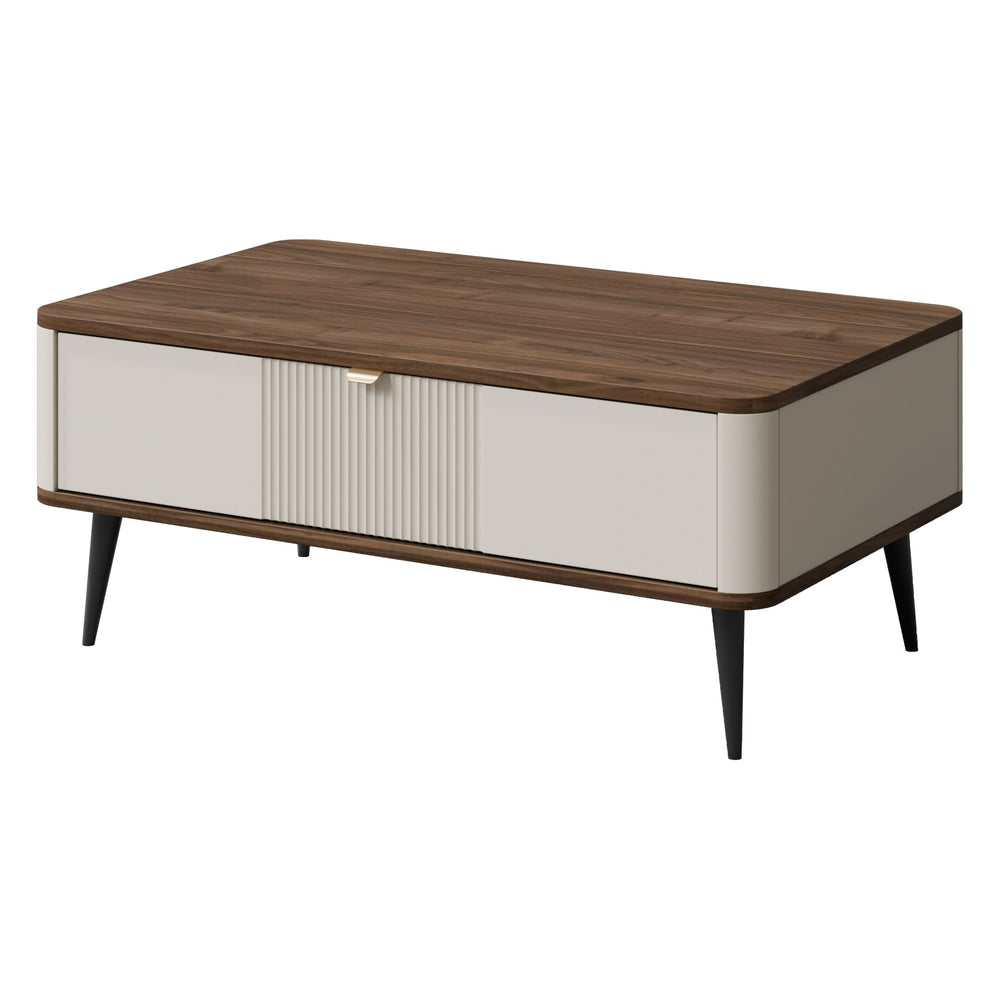 Marly Couchtisch 100 cm mit Klappen – Kaschmir / Walnuss