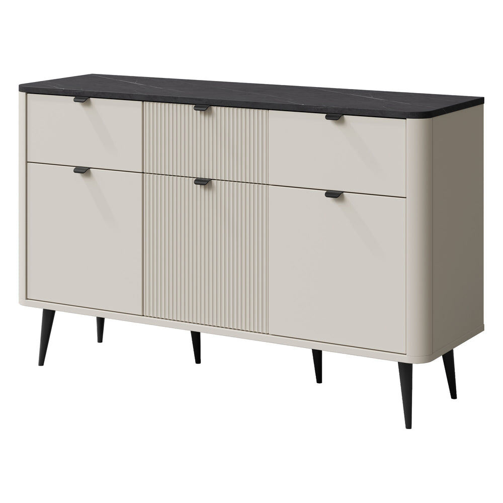 Marly Kommode 130 cm mit 3 Türen und 3 Schubladen – Kaschmir / Grauer Stein