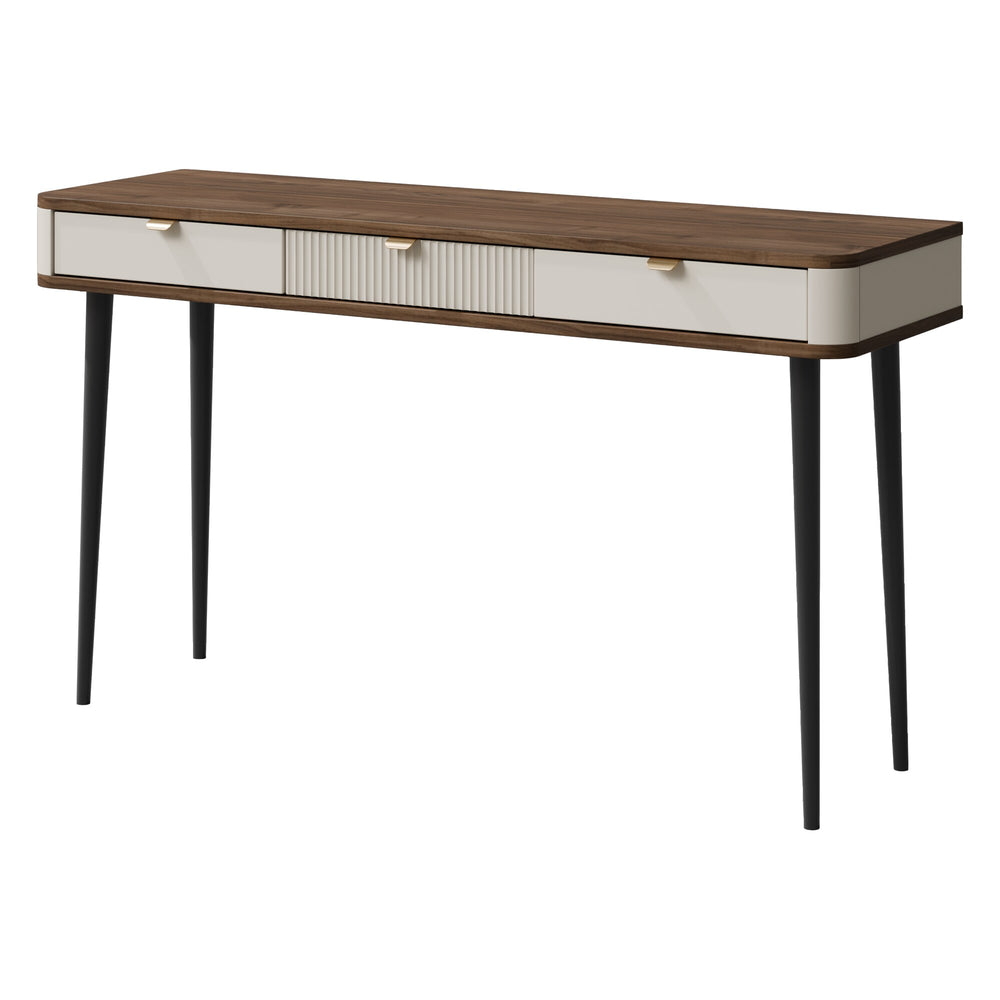 Marly Konsolentisch 130 cm mit 3 Schubladen – Kaschmir / Walnuss