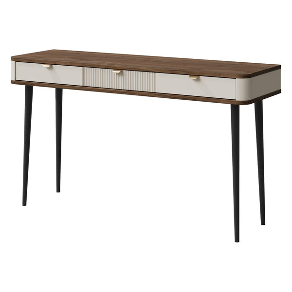 Marly Konsolentisch 130 cm mit 3 Schubladen – Kaschmir / Walnuss