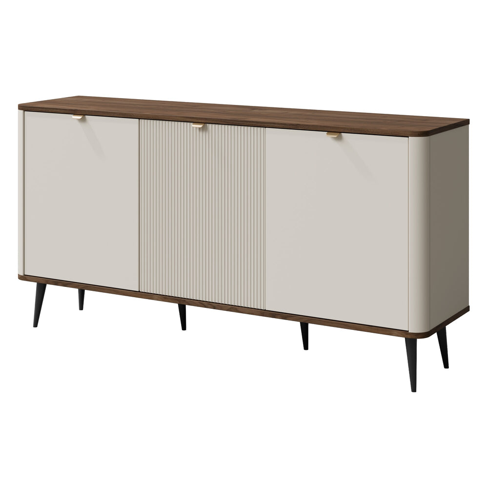 Marly Sideboard 160 cm mit 3 Türen – Kaschmir / Walnuss