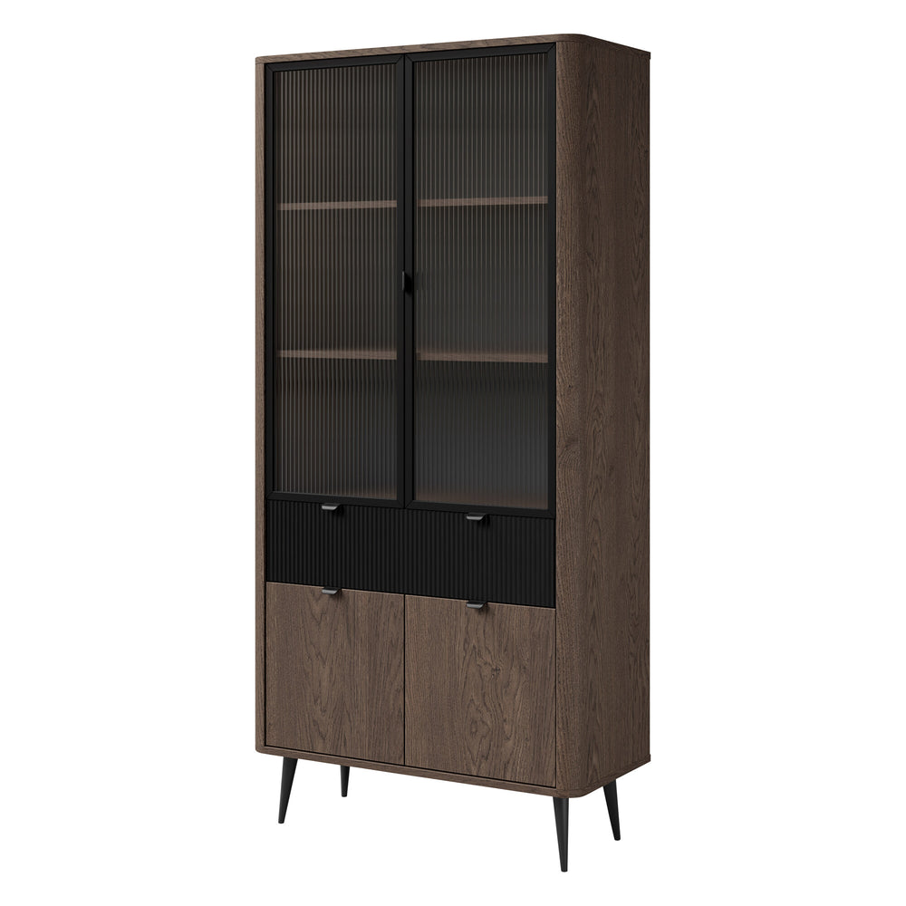 Marly Vitrine 90 cm mit 2 Glastüren, 2 Türen und 1 Schublade – Baltic Storm