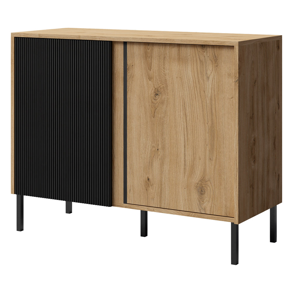 Mia Kommode 100 cm mit 2 Türen – Eiche Odwieczny / Schwarz