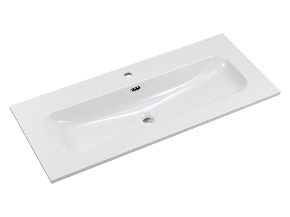 Möbelwaschbecken Flavia 101 × 46 cm – Weiß, glänzend, eckig