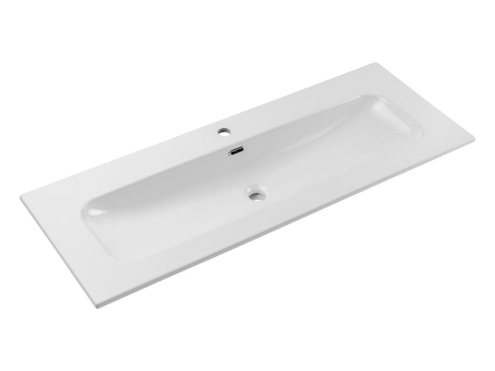 Möbelwaschbecken Flavia 121 × 46 cm – Weiß, glänzend, eckig – 1 Hahnloch