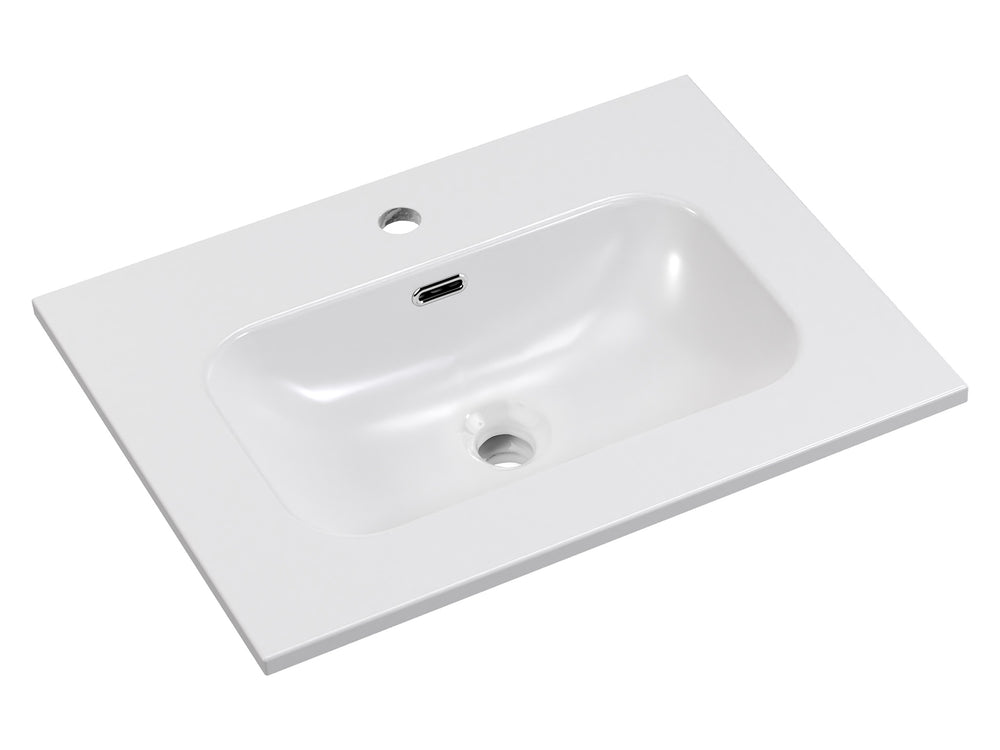 Möbelwaschbecken Flavia 61 × 46 cm – Weiß, glänzend, eckig