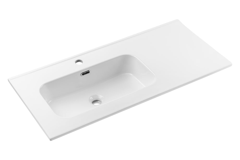 Möbelwaschbecken Gora II 101 × 46 cm – Weiß, glänzend, eckig – Becken links