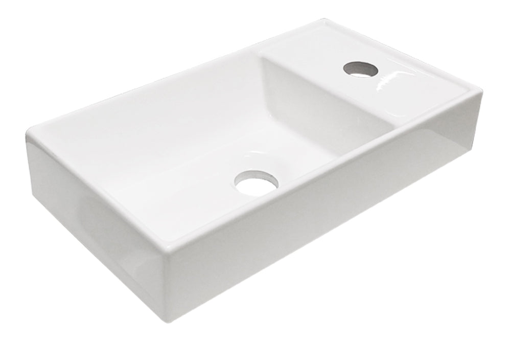 Möbelwaschbecken Nera 40 × 22 cm – Weiß, glänzend, eckig