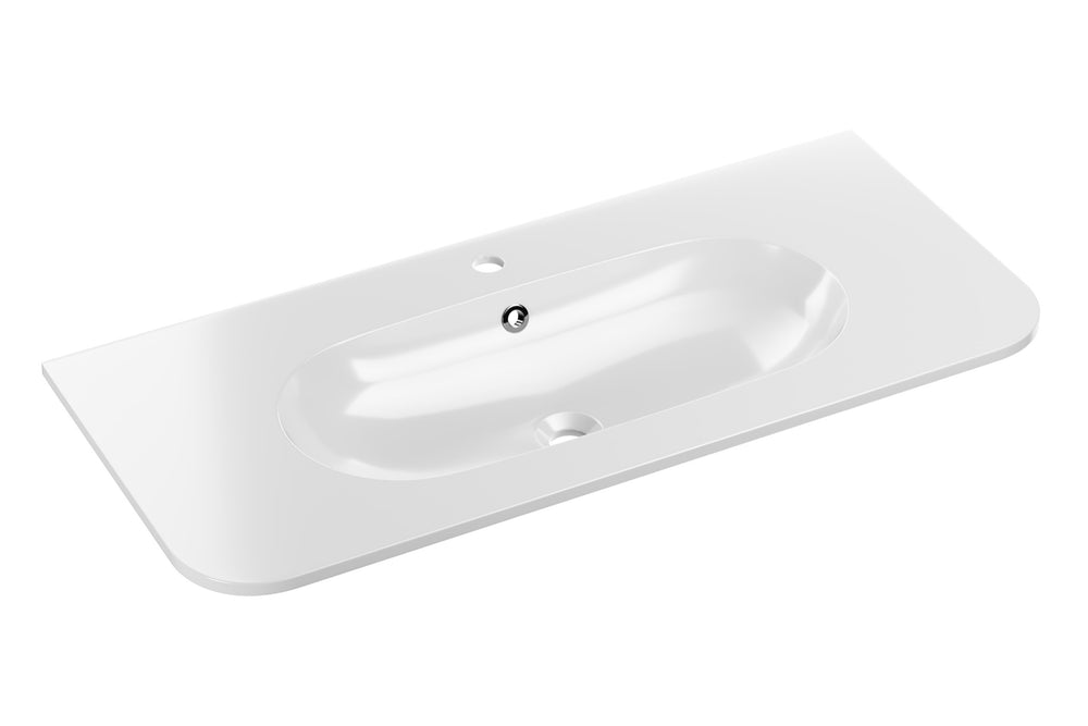 Möbelwaschbecken Purea 100 × 46 cm – Weiß, glänzend, eckig