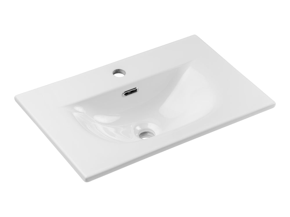 Möbelwaschbecken Skyla III 61 × 40 cm – Weiß, glänzend, eckig