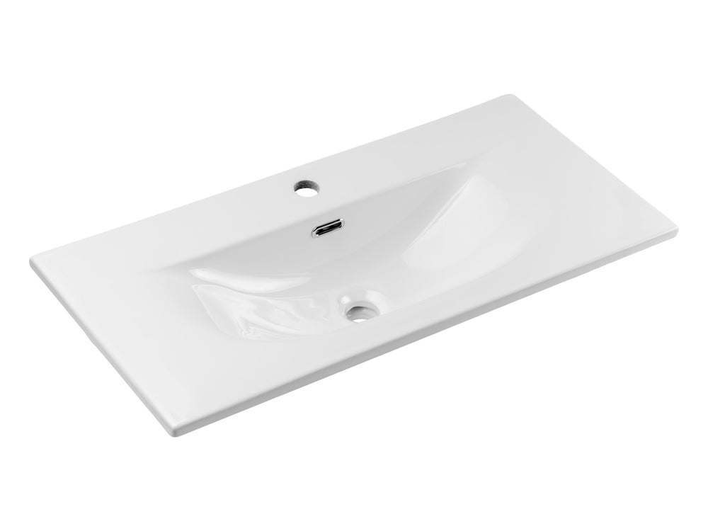 Möbelwaschbecken Skyla III 81 × 40 cm – Weiß, glänzend, eckig