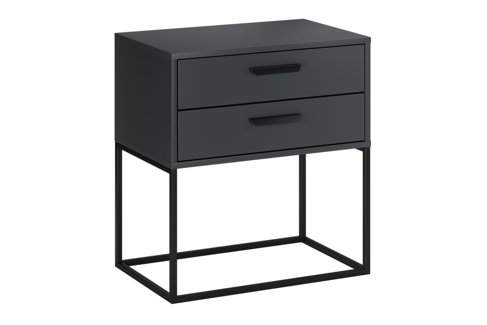 Nachttisch Navira Anthrazit 60 × 65 × 39 cm mit 2 Schubladen