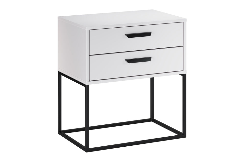 Nachttisch Navira Weiß 60 × 65 × 39 cm mit 2 Schubladen