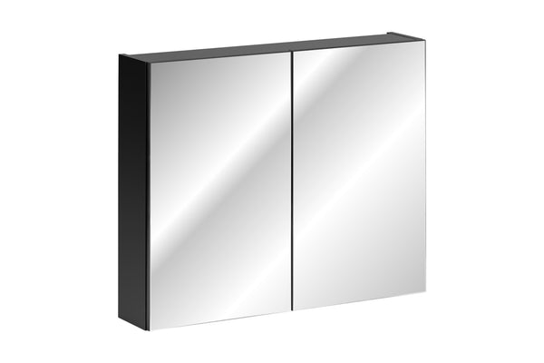 Spiegelschrank Santora Schwarz matt 80 × 65 × 17 cm mit 2 Türen